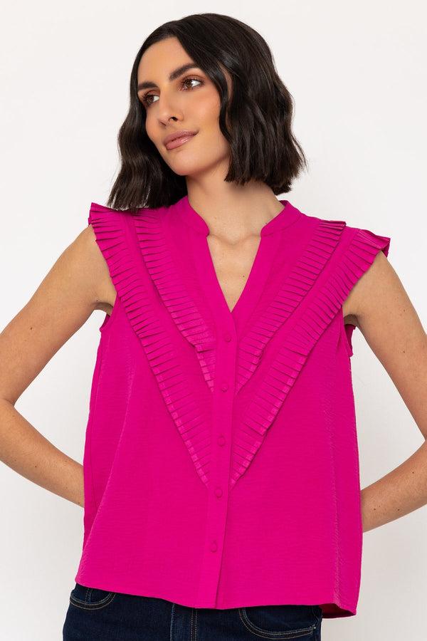 Carraig Donn Sleeveless Layered Ruffle Top In Pink