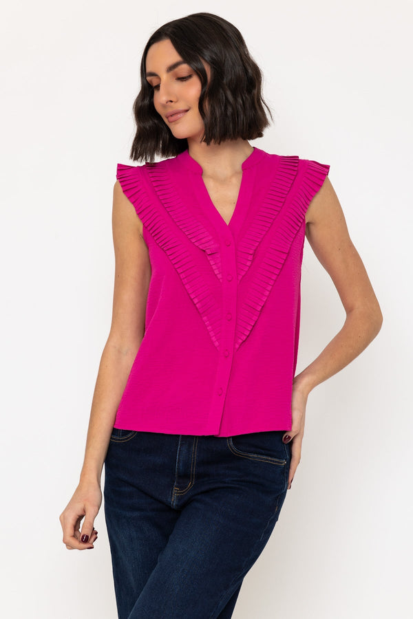carraig donn Sleeveless Layered Ruffle Top in Pink