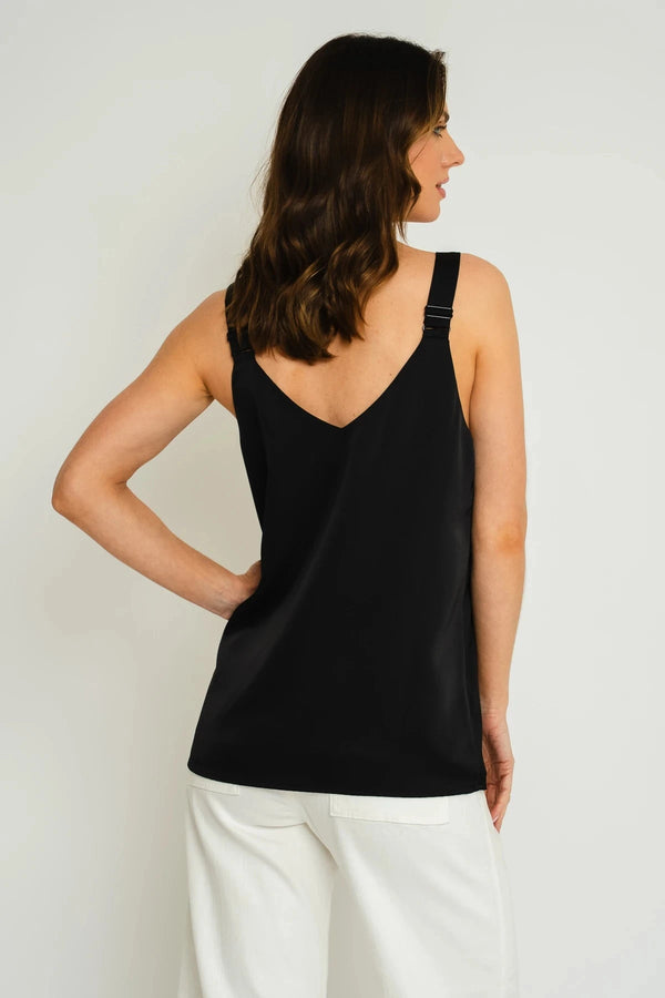 Carraig Donn Sleeveless Silky Cami Top In Black