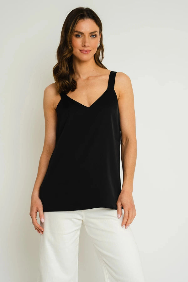 carraig donn Sleeveless Silky Cami Top in Black