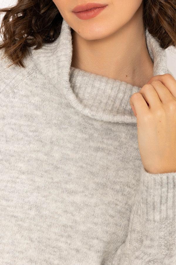 Carraig Donn Slouchy Roll Neck Knit Jumper In Grey