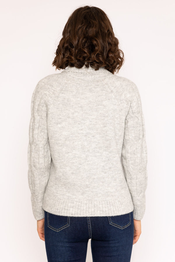 Carraig Donn Slouchy Roll Neck Knit Jumper In Grey