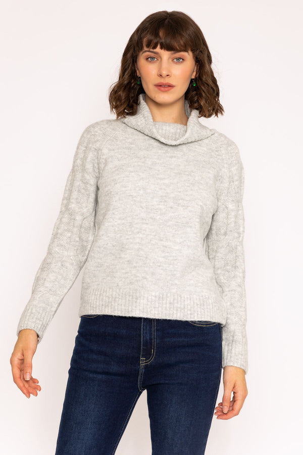 carraig donn Slouchy Roll Neck Knit Jumper in Grey