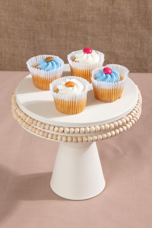 Carraig Donn Small Cream Beaded Cake Stand