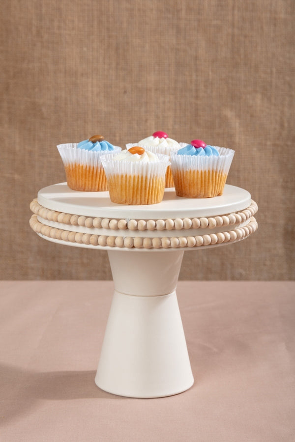 Carraig Donn Small Cream Beaded Cake Stand
