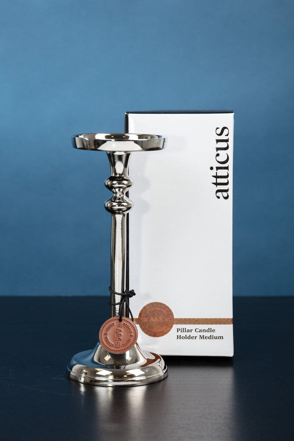 carraig donn Small Silver Pillar Candle Holder