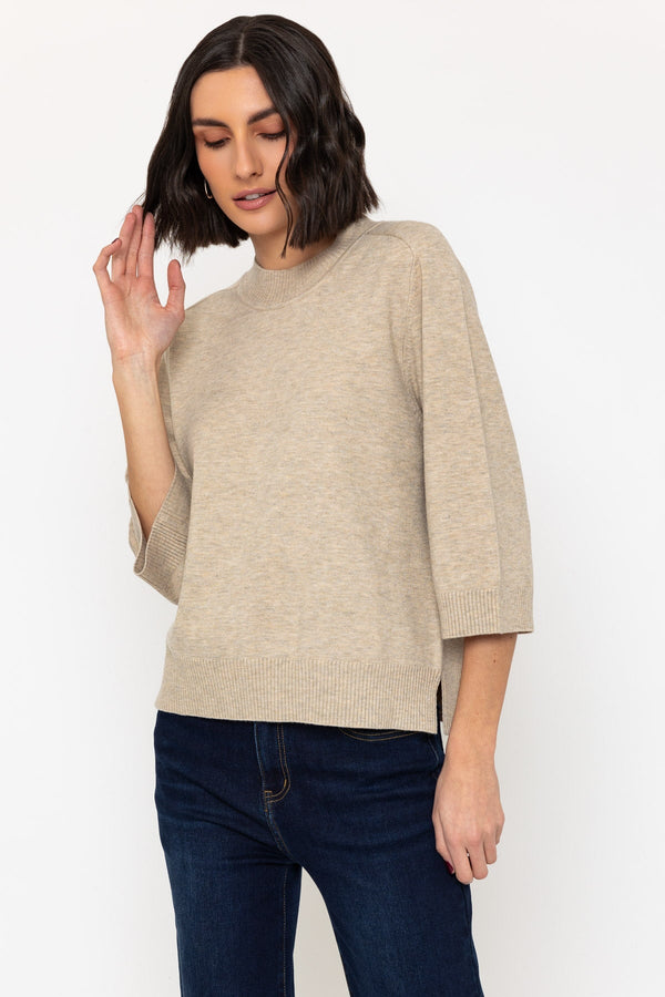 Carraig Donn Soft Touch Wide Sleeve Top In Beige