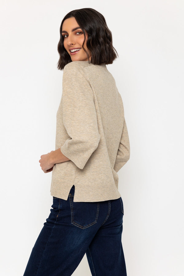 Carraig Donn Soft Touch Wide Sleeve Top In Beige