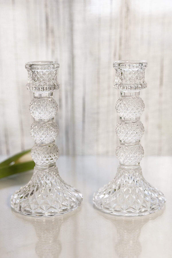 Carraig Donn Sophie Glass Candlestick Pair