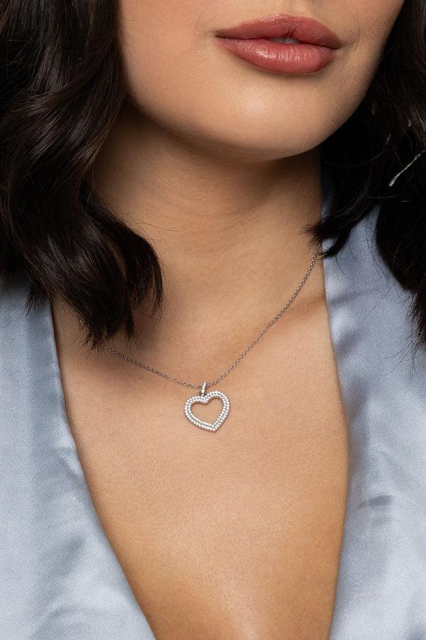 Carraig Donn Sparkling Heart Silver Necklace