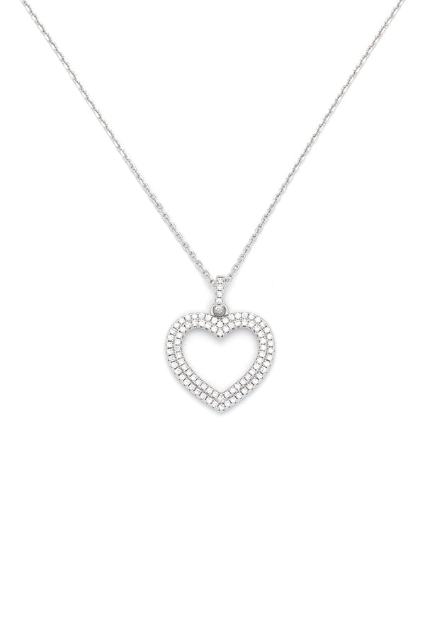 Carraig Donn Sparkling Heart Silver Necklace