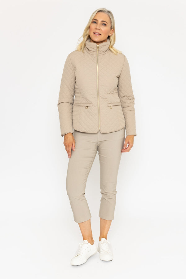 Carraig Donn Stone Beige Quilted Short Jacket