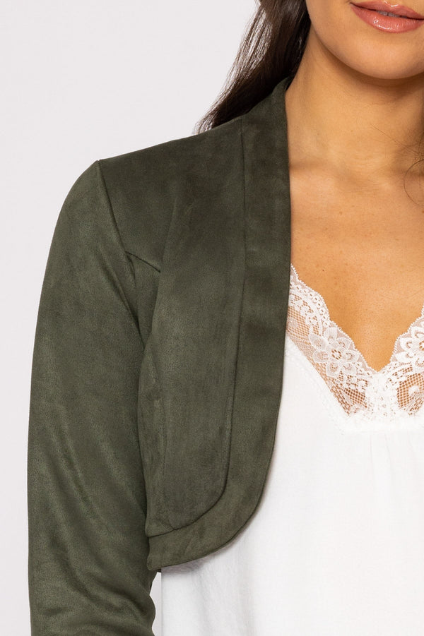Carraig Donn Suede Bolero In Khaki
