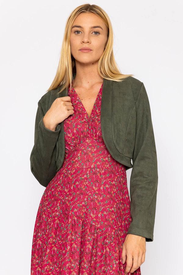 Carraig Donn Suede Bolero In Khaki