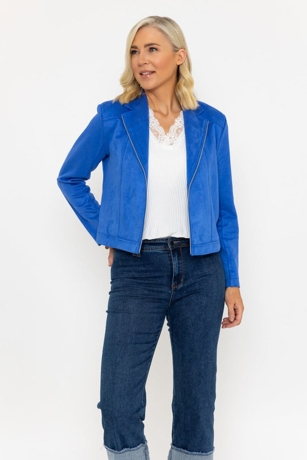 Carraig Donn Suede Camilla Jacket In Blue