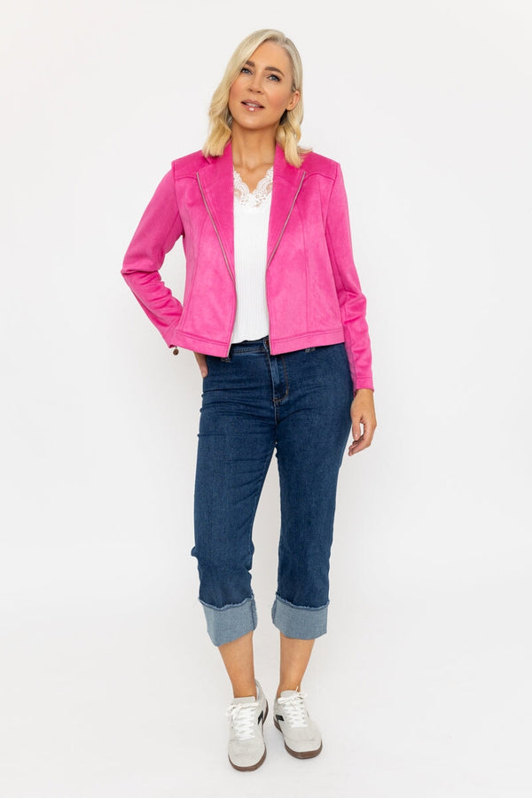 Carraig Donn Suede Camilla Jacket In Pink