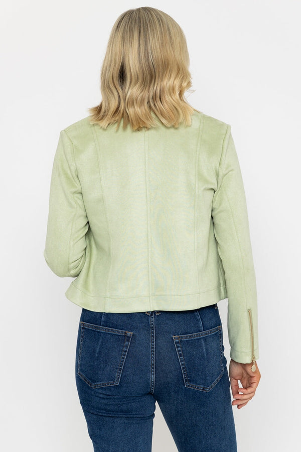 Carraig Donn Suede Camilla Jacket In Sage Green