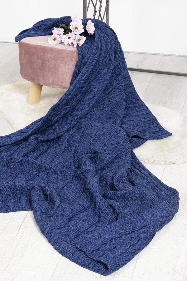 Carraig Donn Super Soft Merino Throw In Blue