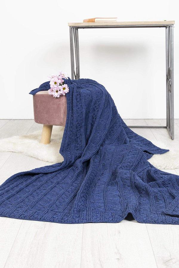 carraig donn Super Soft Merino Throw in Blue