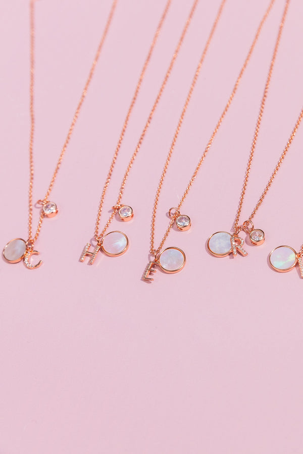 Carraig Donn T Initial Necklace In Rose Gold