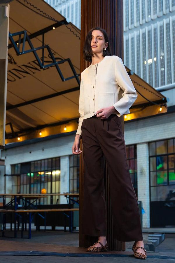 carraig donn Tailored Wide Leg Trouser in Brown