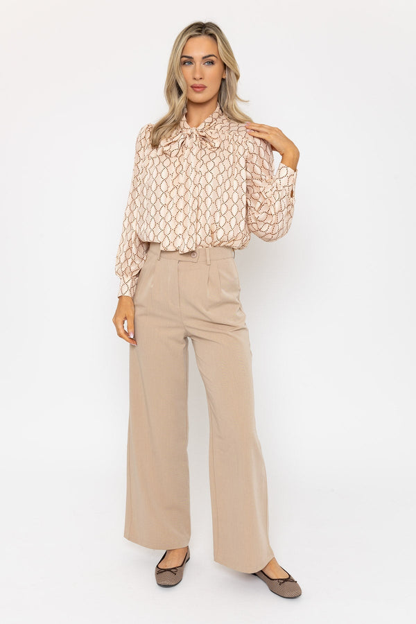 Carraig Donn Tailored Wide Leg Trouser In Camel