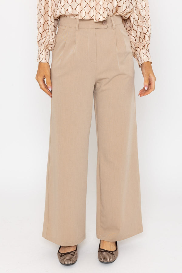 Carraig Donn Tailored Wide Leg Trouser In Camel