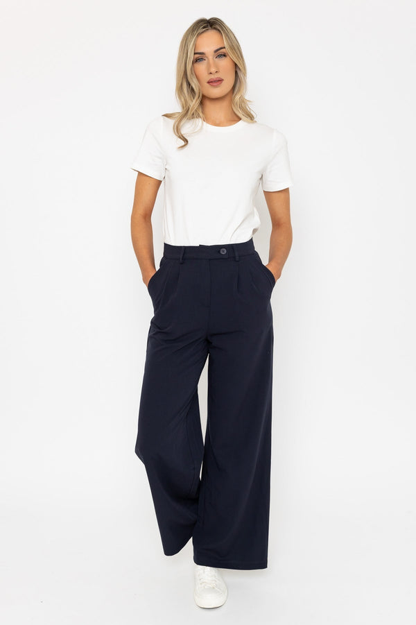 Carraig Donn Tailored Wide Leg Trouser In Navy