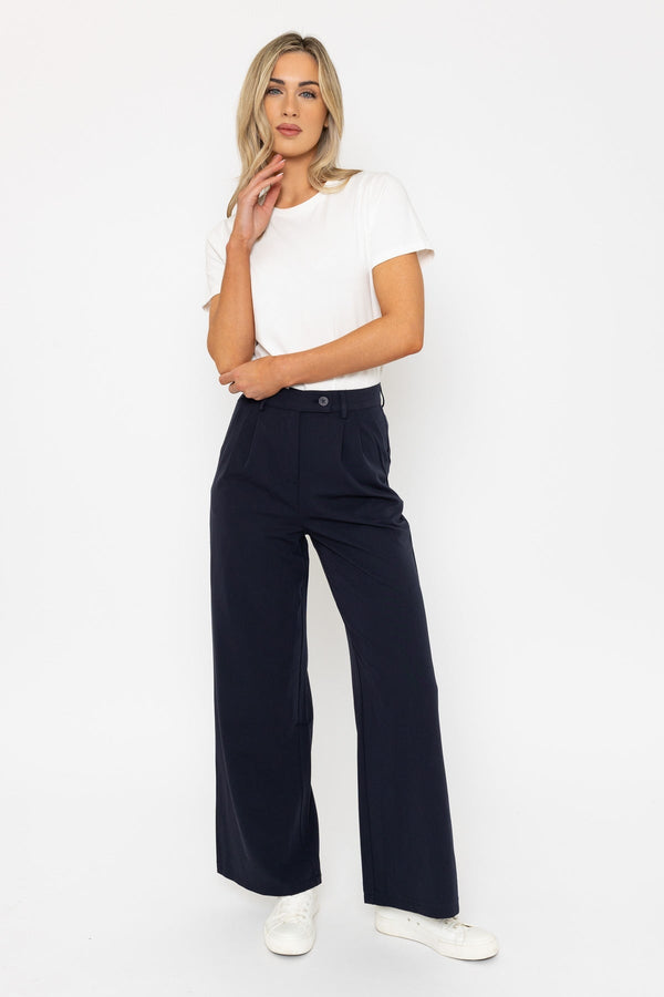 Carraig Donn Tailored Wide Leg Trouser In Navy