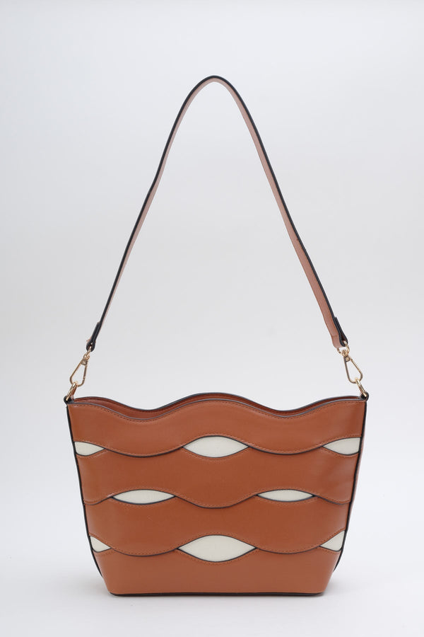 carraig donn Tan Brown Wave Design Tote Bag