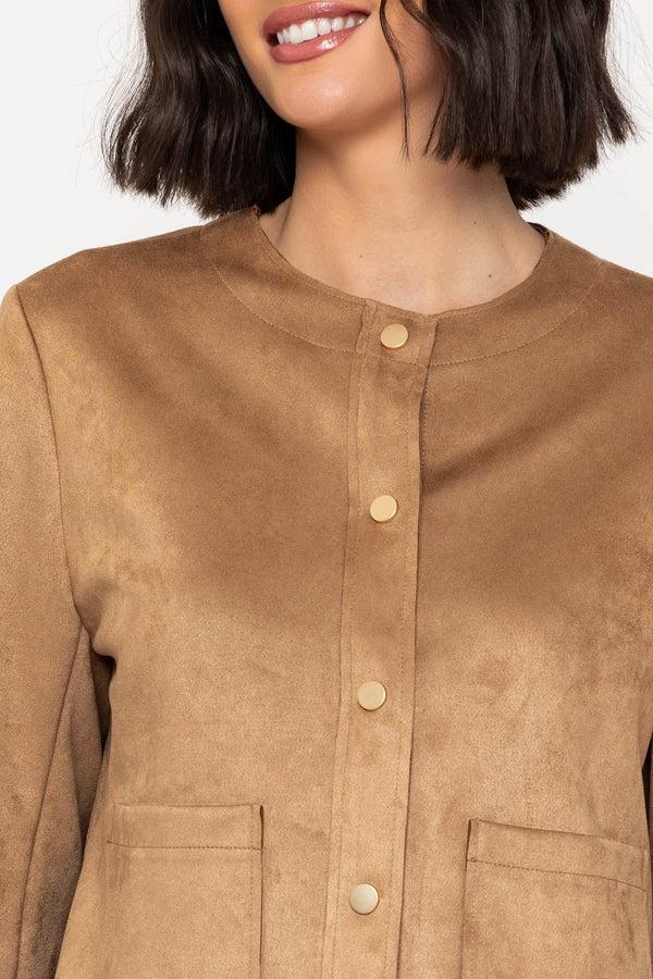 Carraig Donn Taupe Cropped Suedette Jacket
