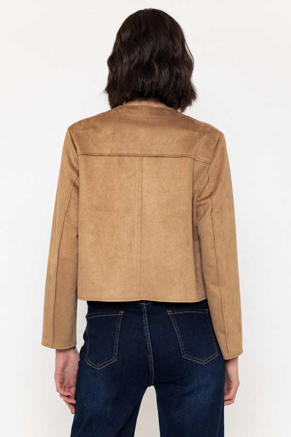 Carraig Donn Taupe Cropped Suedette Jacket