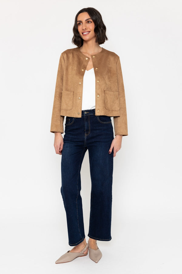 Carraig Donn Taupe Cropped Suedette Jacket