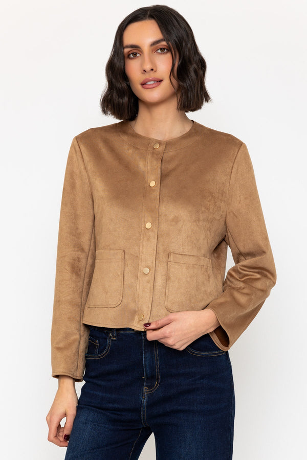 carraig donn Taupe Cropped Suedette Jacket