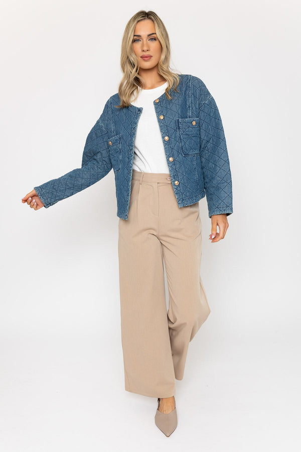 Carraig Donn Tencel Quilted Jacket In Blue Denim