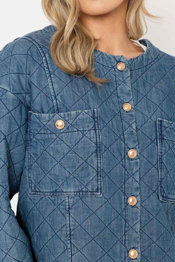 Carraig Donn Tencel Quilted Jacket In Blue Denim