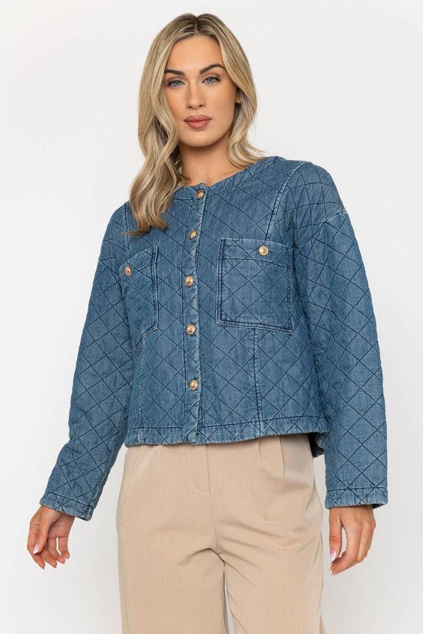carraig donn Tencel Quilted Jacket in Blue Denim