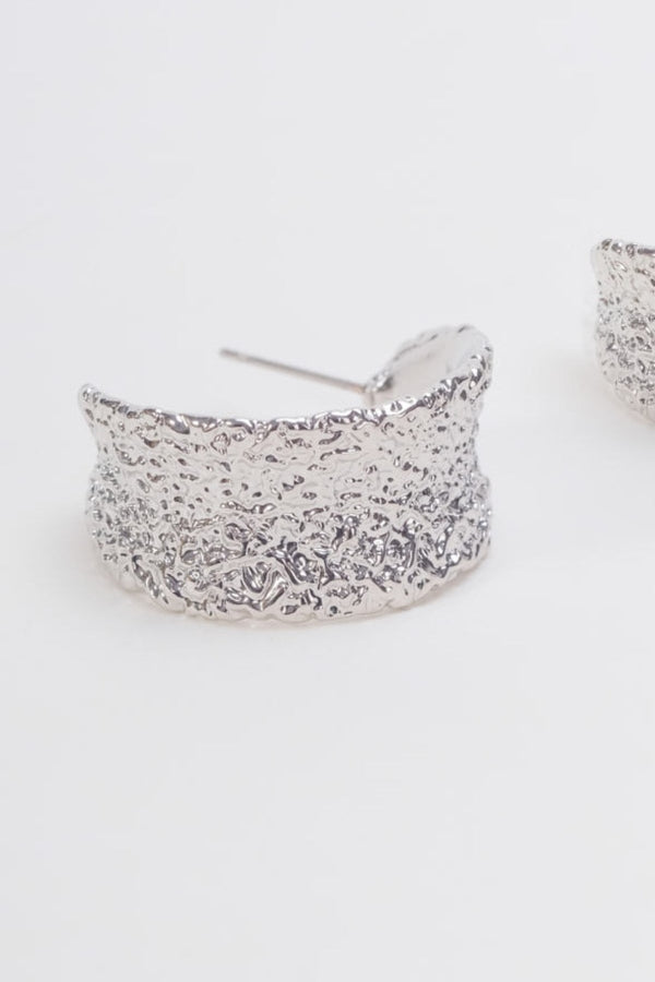 Carraig Donn Textured Chunky Silver Hoop Earrings