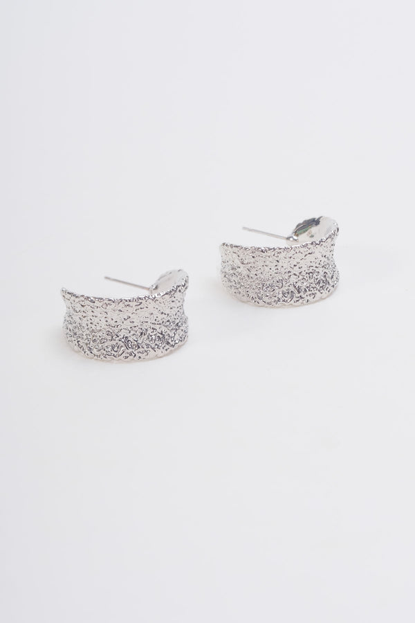 carraig donn Textured Chunky Silver Hoop Earrings