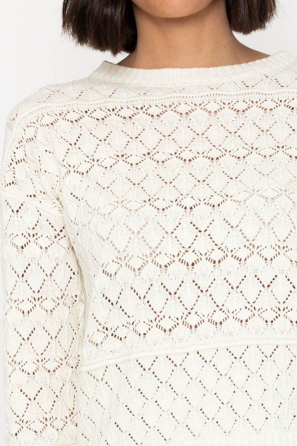 Carraig Donn Textured Crew Knit Jumper In Cream