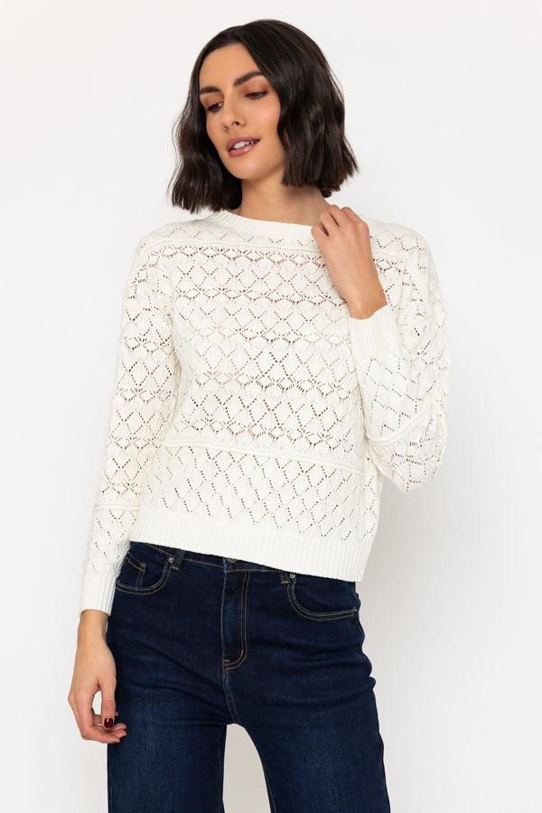 Carraig Donn Textured Crew Knit Jumper In Cream