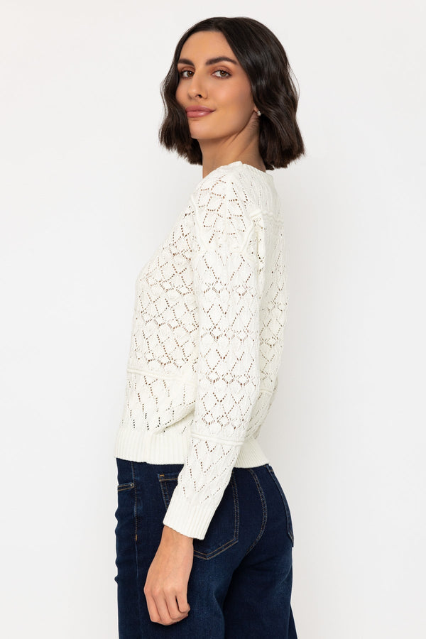Carraig Donn Textured Crew Knit Jumper In Cream