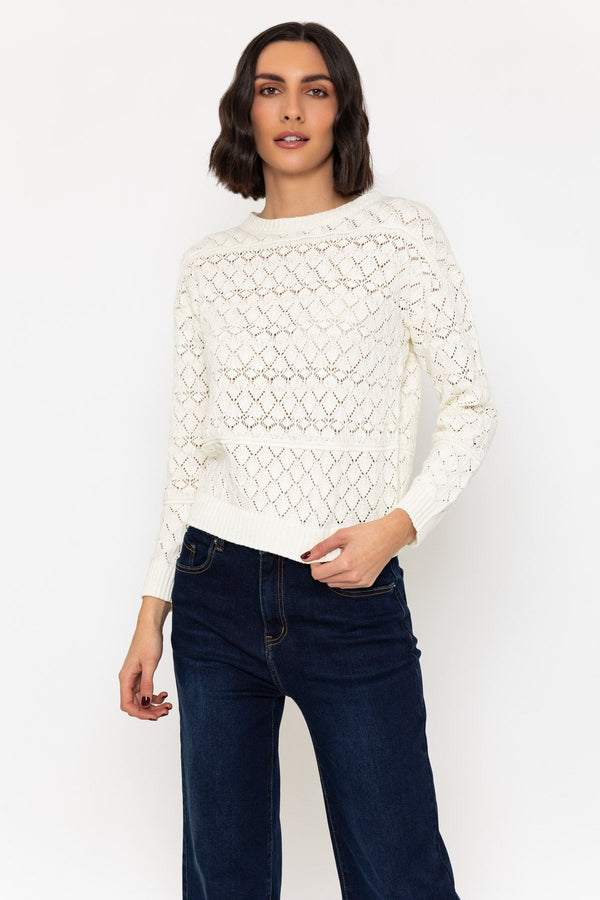 carraig donn Textured Crew Knit Jumper in Cream