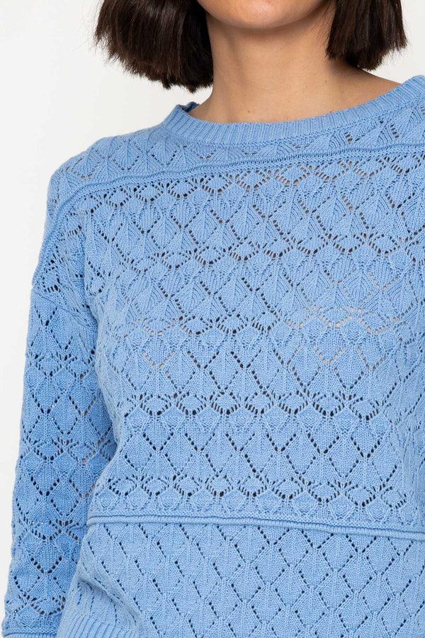 Carraig Donn Textured Crew Knit Jumper In In Blue