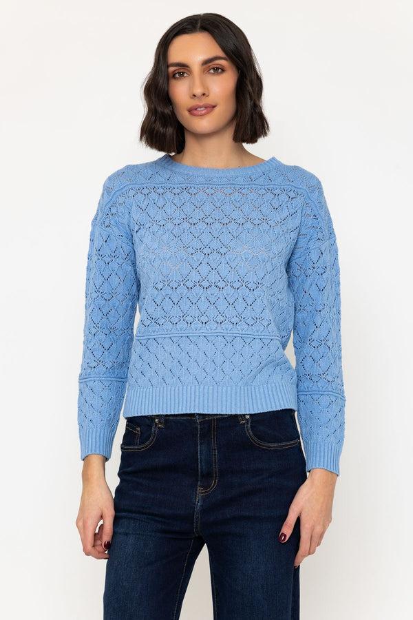 carraig donn Textured Crew Knit Jumper in in Blue