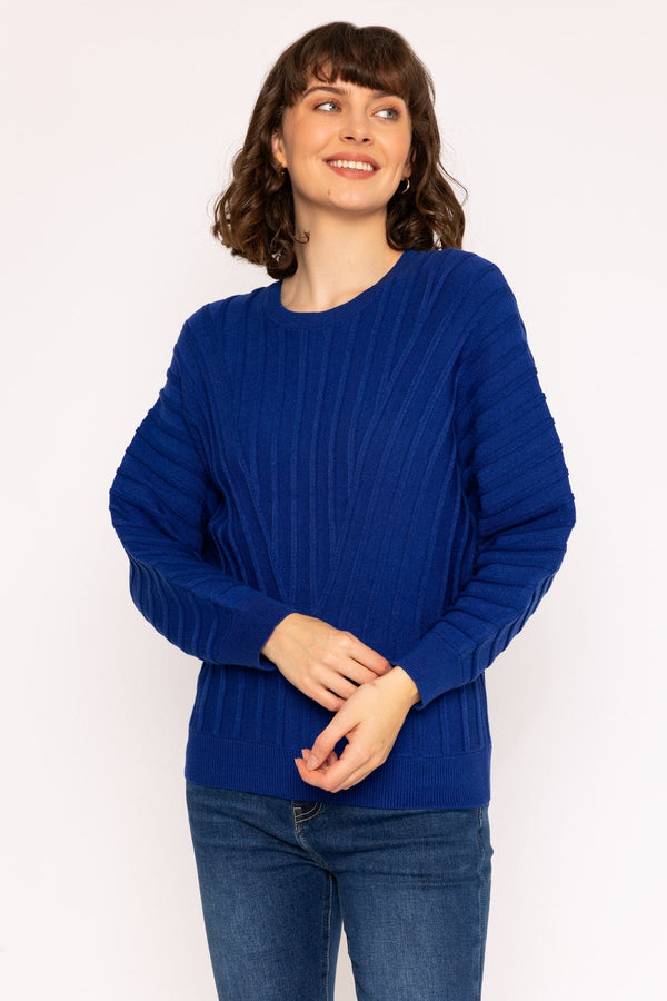 Carraig Donn Textured Crew Neck Jumper In Blue