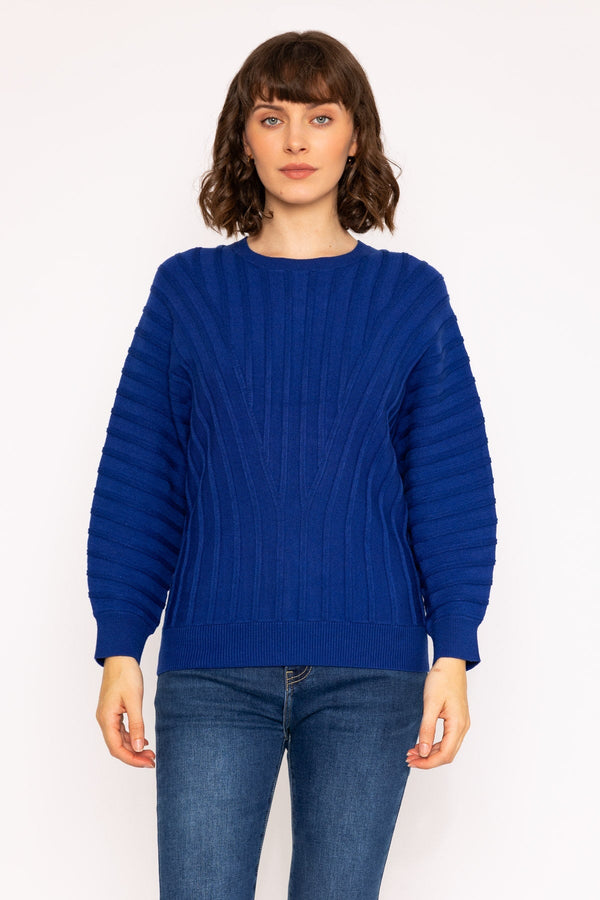 carraig donn Textured Crew Neck Jumper in Blue