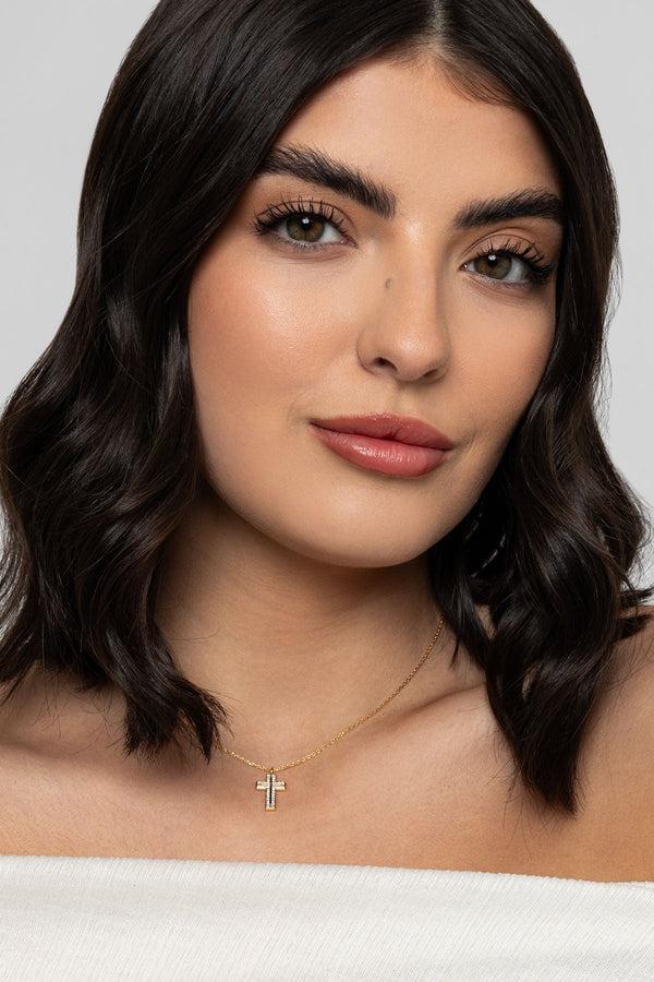 carraig donn The Pink Box Gold Cross Necklace