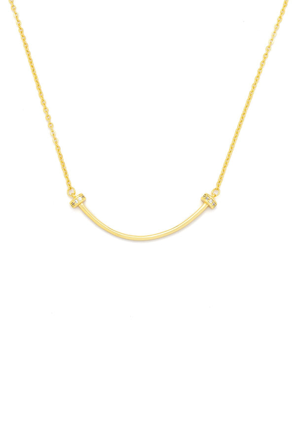 carraig donn The Pink Box Gold Curve Bar Necklace