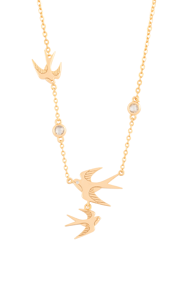 carraig donn Three Swallows Gold Pendant Necklace